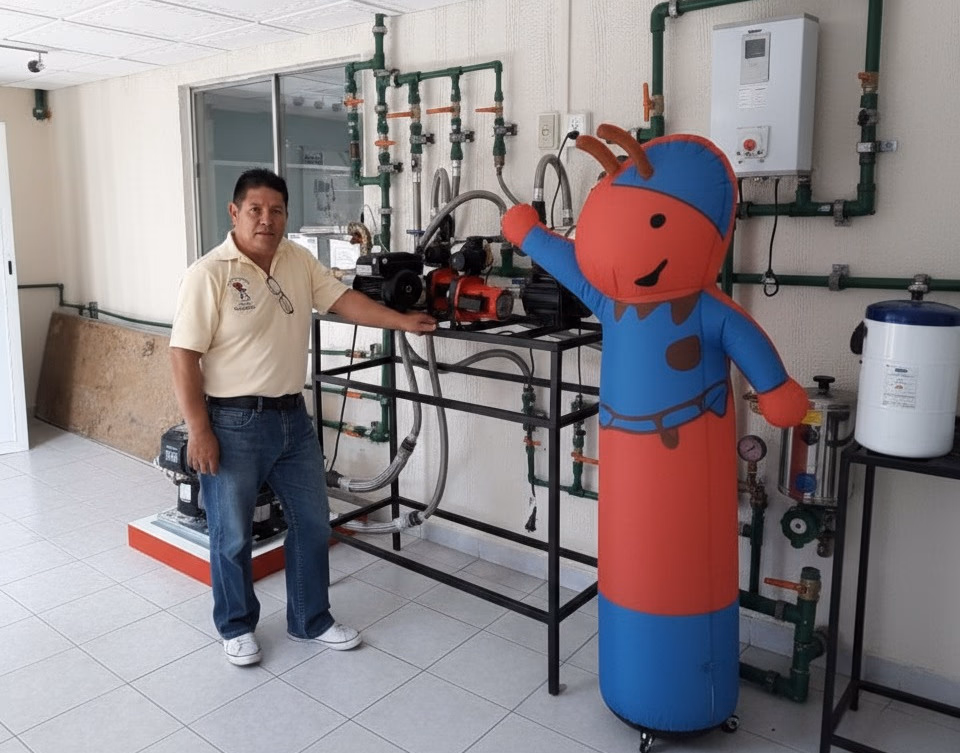 Equipo de plomería Díaz trabajando en instalación